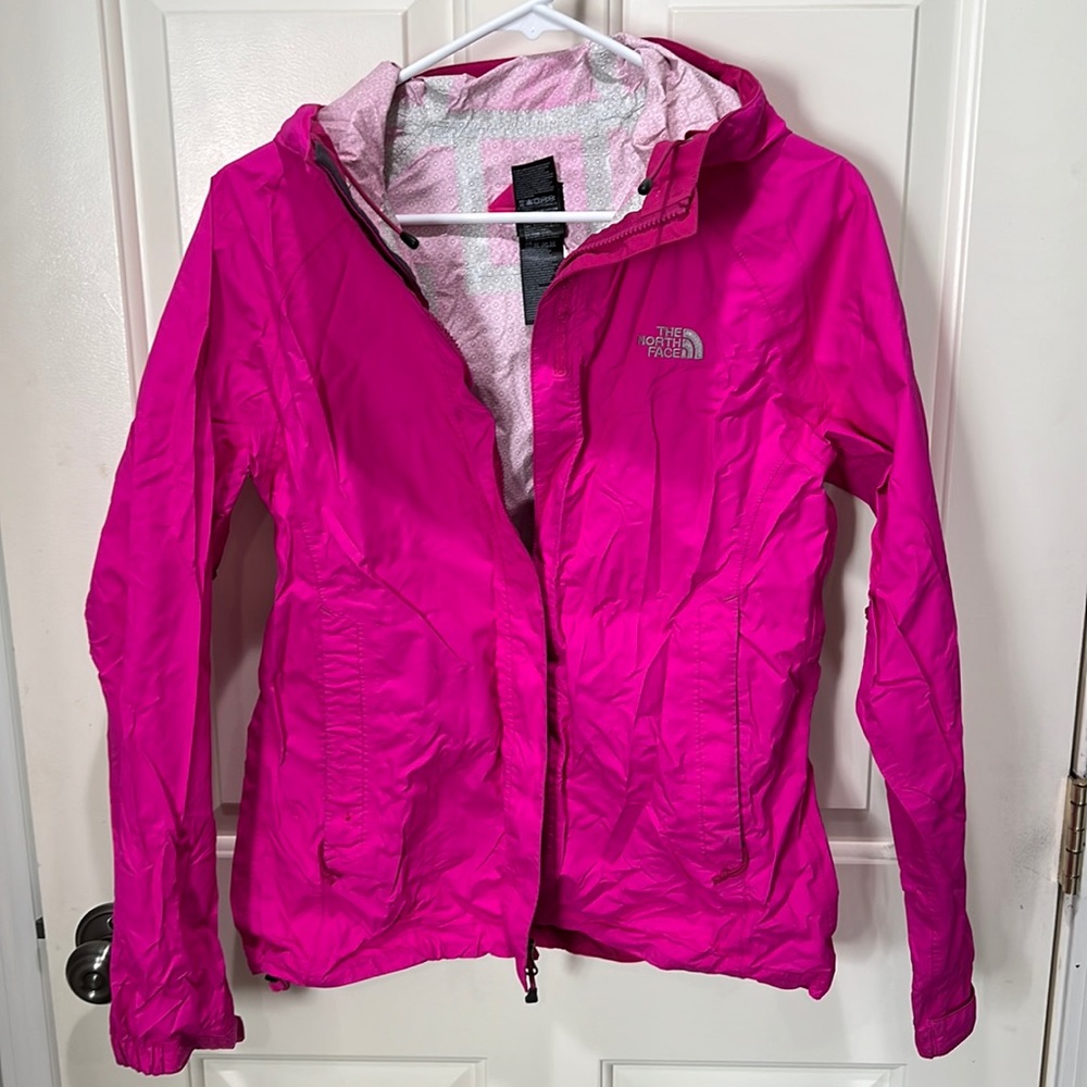 The North Face pink rain jacket